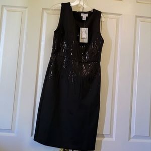NWT Black Sequened Polyester sleeveless evening dress.